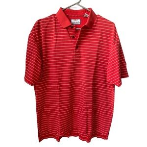 BOB TIMBERLAKE Men’s Red with White Striped Short Sleeve Polo Top